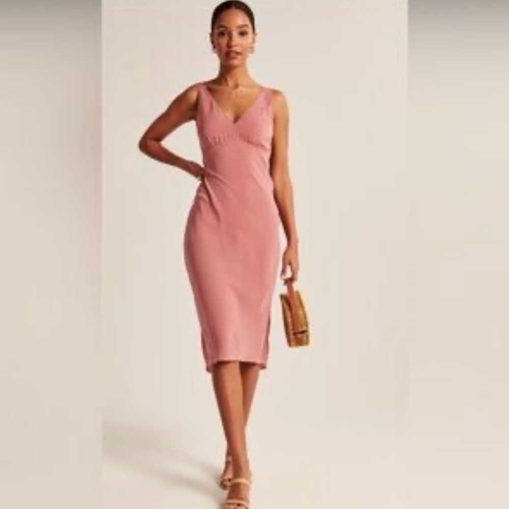 Abercrombie & Fitch Vintage Sleeveless Midi Slip Dress Dusty Rose Pink Wedding